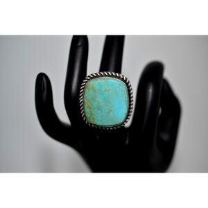 Rare Native American Navajo Donovan Skeets 925 Sterling Turquoise Ring Size 7